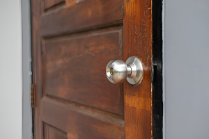doorknob installed on a wooden door